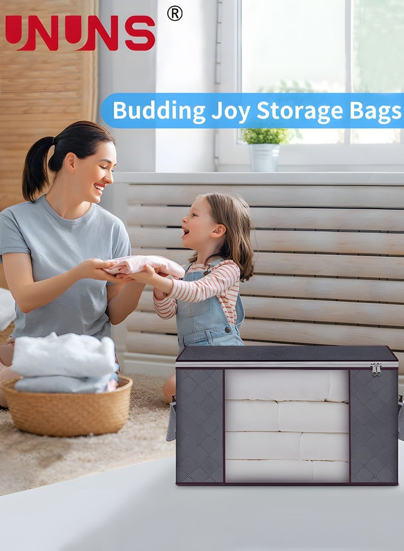 UNUNS 6 Pack Clothes Storage Bags, Foldable Blanket Storage Bags, Closet Organizers Storage Containers Storage Bins for Bedroom, Closet, Clothing, Comforter, Organization and Storage with Lids and Handle - Image 2