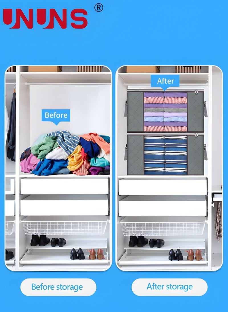 UNUNS 6 Pack Clothes Storage Bags, Foldable Blanket Storage Bags, Closet Organizers Storage Containers Storage Bins for Bedroom, Closet, Clothing, Comforter, Organization and Storage with Lids and Handle - Image 4