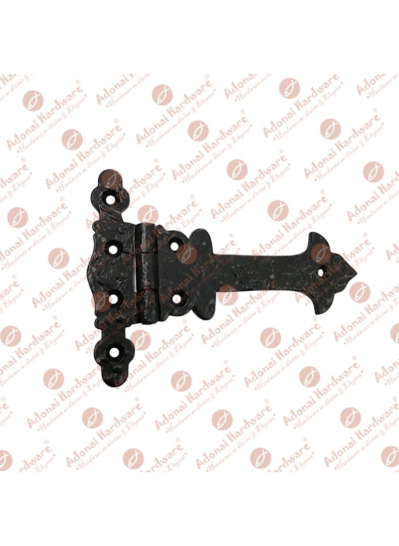 Adonai Hardware Adonai Hardware Adonijah Antique Cast Iron Strap T Hinge with Texture 6 x 4 Pack Matte Black for Barn Doors Gates Kitchen Cabinets Sheds Wooden Box Furniture Cedar Chest and Trunks  - Image 5