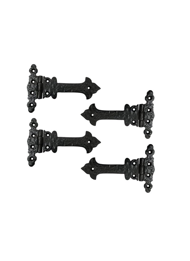 Adonai Hardware Adonai Hardware Adonijah Antique Cast Iron Strap T Hinge with Texture 6 x 4 Pack Matte Black for Barn Doors Gates Kitchen Cabinets Sheds Wooden Box Furniture Cedar Chest and Trunks  - Image 1