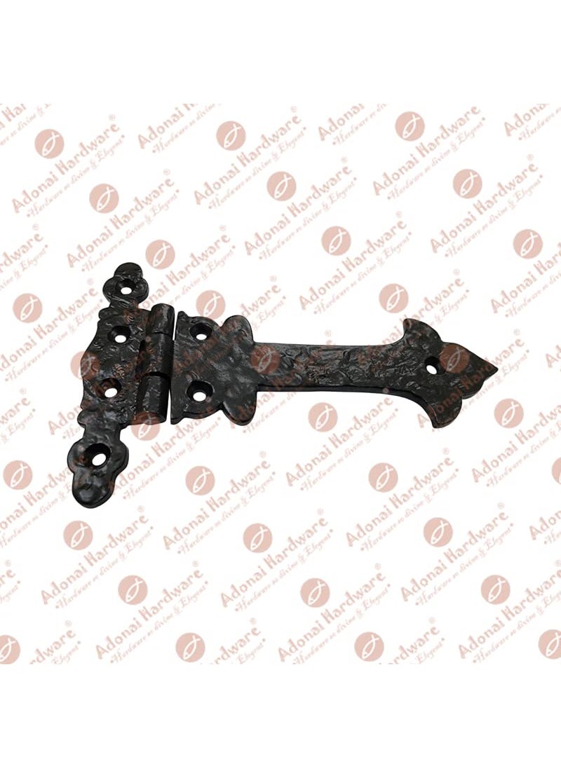 Adonai Hardware Adonai Hardware Adonijah Antique Cast Iron Strap T Hinge with Texture 6 x 4 Pack Matte Black for Barn Doors Gates Kitchen Cabinets Sheds Wooden Box Furniture Cedar Chest and Trunks  - Image 3