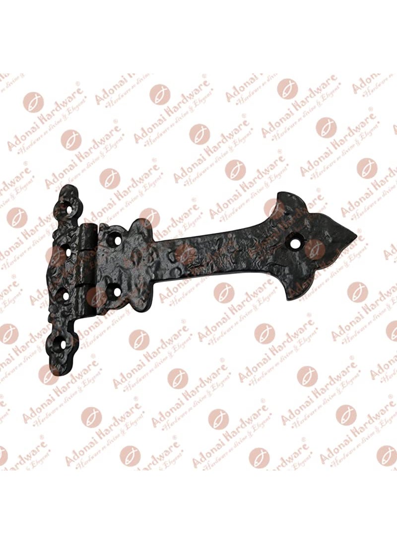 Adonai Hardware Adonai Hardware Adonijah Antique Cast Iron Strap T Hinge with Texture 6 x 4 Pack Matte Black for Barn Doors Gates Kitchen Cabinets Sheds Wooden Box Furniture Cedar Chest and Trunks  - Image 4
