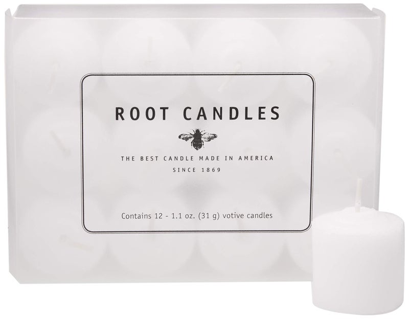 Root Candles Fragrance Free Votive Candles Premium 10-Hour Votives Handcrafted Beeswax Blend Candle, 12-Count, Unscented - Image 1
