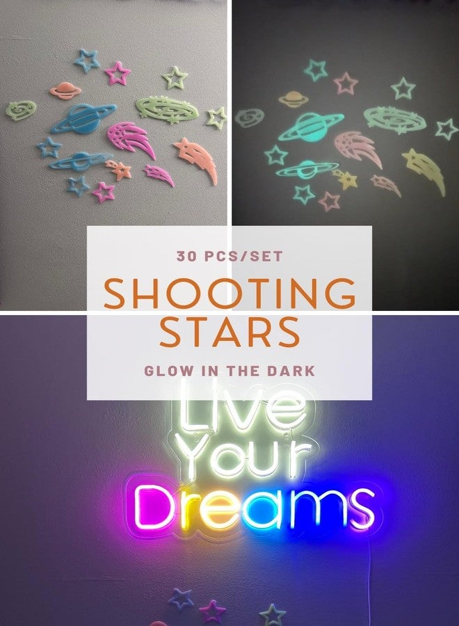eMart4U Glow in The Dark Ceiling Stickers – 30pcs Shooting Stars & Planets Wall Decals, Luminous Kids Room Decor, Safe PVC, Easy to Apply, Perfect for Bedrooms & Nurseries - Image 2