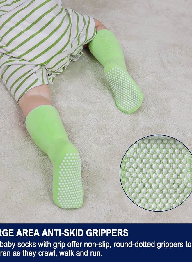 SDBING Baby Boys Girls Grips Socks Infant Toddlers Kids Non Slip Warm Thick Cotton Ankle Crew Socks with Grippers (4-6 Years, 6 Pairs Colorful) - Image 2
