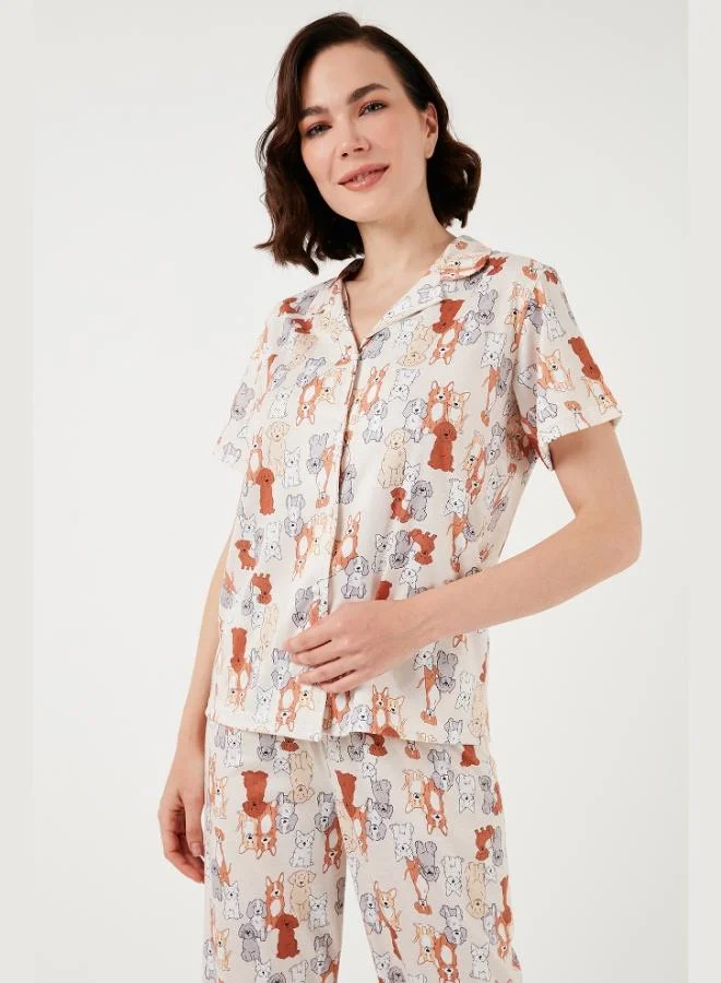 Lela  Lela Patterned Short-Sleeved Shirt Collar Woven Regular Fit Pajama Set for Women PAJAMAS SET 6571010 for Women | Best Price UAE
