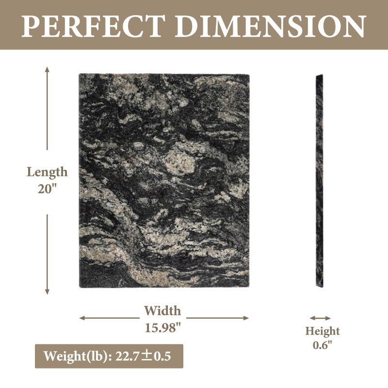 Koville Brazilian Natural Granite Cutting Board for Kitchen, 16x20inch Extra Large Hand Crafted Stone Slab for Cheese, Charcuterie, Pastry Board - Wedding Gift, House Warming Gift - Image 2
