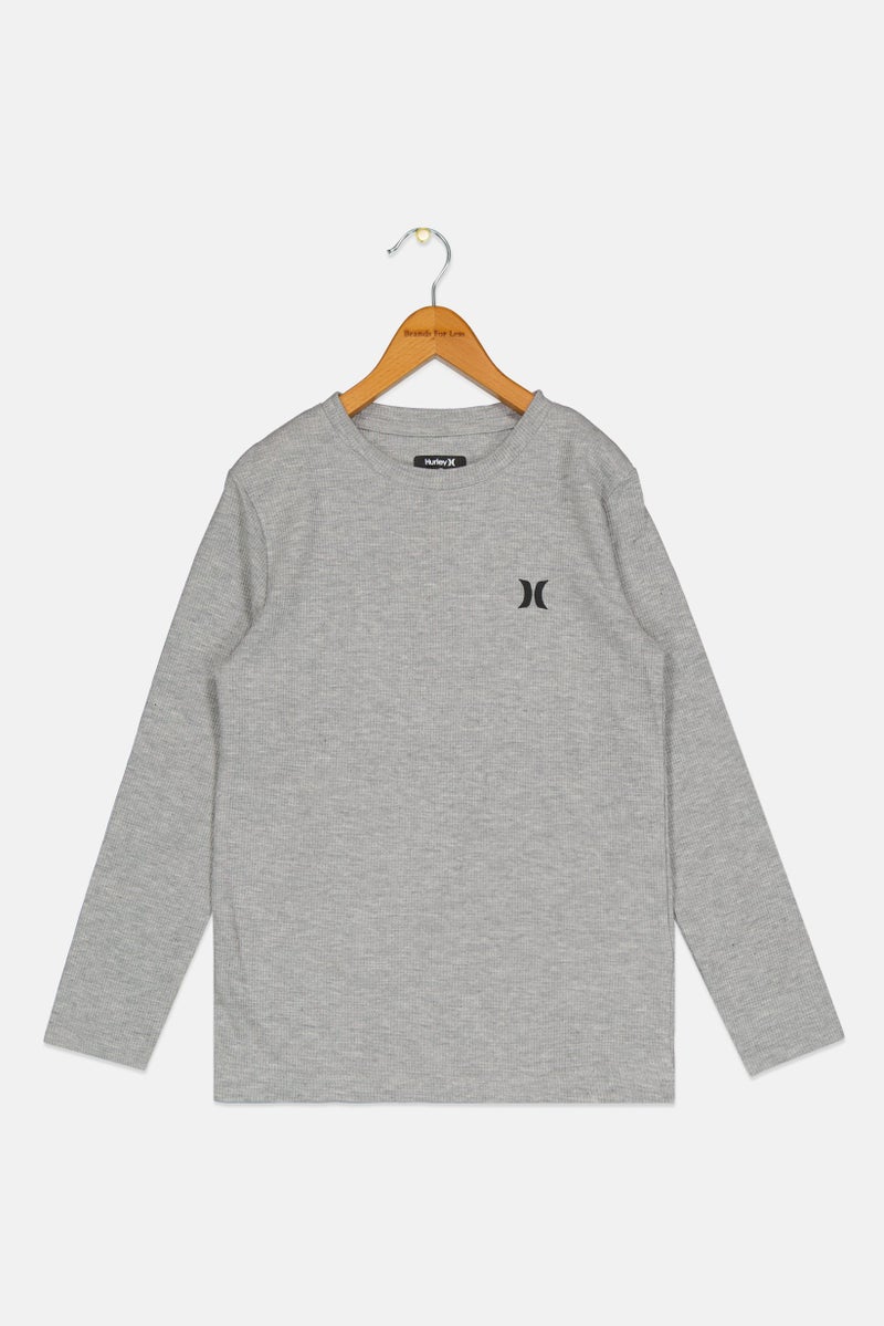 Hurley Kids Boy Sportswear Fit Long Sleeve Outdoor T Shirt, Grey - Image 1