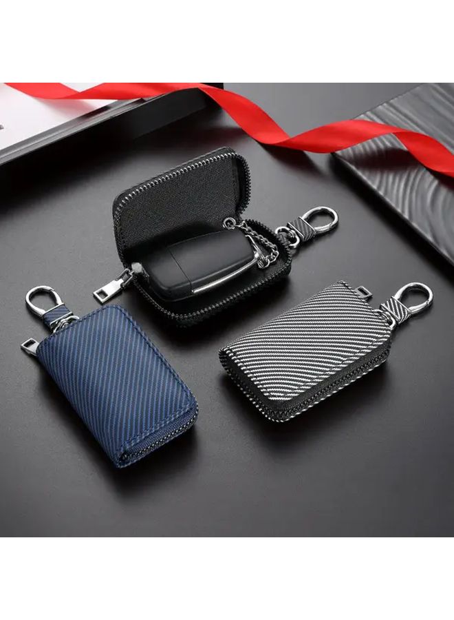 Mini Key Holder For All Car Models Silvery Multifunctional Key Case With Key Cover Compact Portable Keychain Organizer For Car Keys Fobs Starters - Image 1