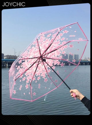 Stylish Three Fold Clear Transparent Print Sunshade Rain Umbrella For Gils Ladies Women Pink - pzsku/ZBD2859520DDA0901383DZ/45/_/1716606966/a49ee039-99b7-4bee-b0ed-f224ea2a82ce