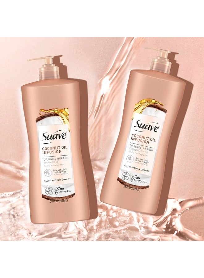 Suave Coconut Oil Damage Repair Shampoo, for Normal, Dry and Damaged Hair, with Pure Coconut Oil Infusion, 28 oz Pack of 4 - Image 4