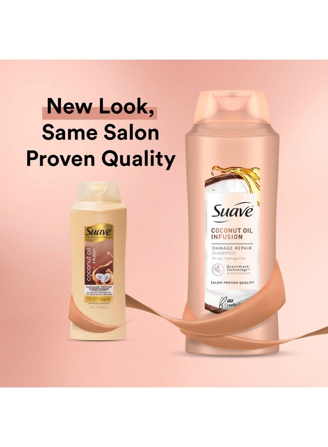 Suave Coconut Oil Damage Repair Shampoo, for Normal, Dry and Damaged Hair, with Pure Coconut Oil Infusion, 28 oz Pack of 4 - Image 2