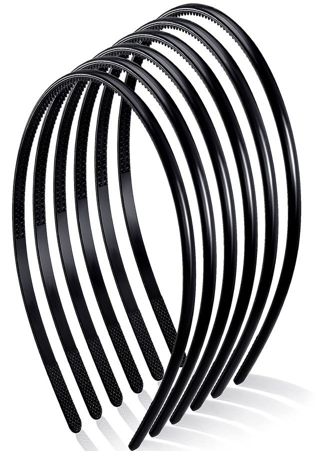 WILLBOND 6 Pieces Plastic Headbands for Women Thin Headband with Teeth Plain Head Bands for Halloween Christmas Women's Hair(Black,8 mm,Resin Plastic) - Image 1