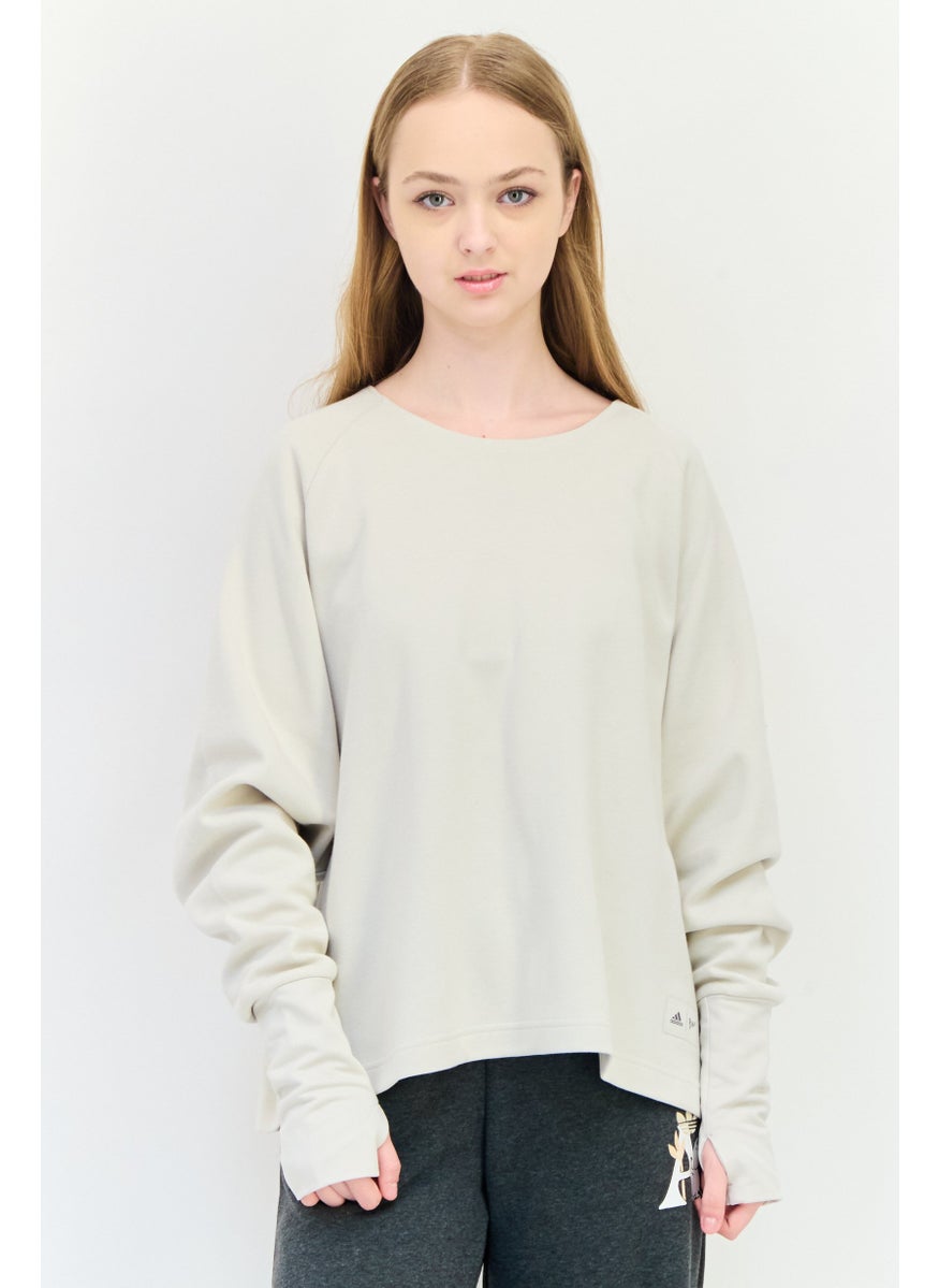 Adidas Adidas X Parley Women Sportswear Fit Long Sleeve Outdoor Sweatshirt, Beige  - Image 1