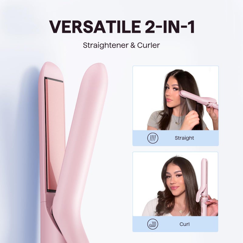 Wavytalk 3 in 1 Curling Wand Set, Multi Curl, Curling Iron Set with Heated Round Brush, Flat Iron Hair Straightener, 1 1/4 inch Curling Iron, Dual Voltage Hair Curler(Pink) - Image 4