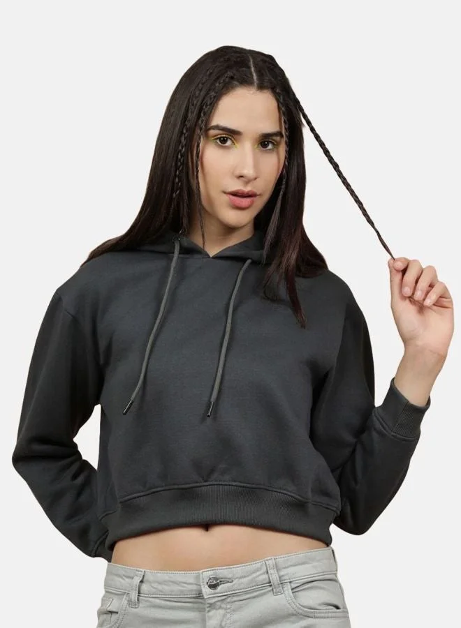 Freehand  Women Regular Fit Solid Hooded Neck Long Sleeve Overhead-Hooded Sweatshirt  | Best Price UAE