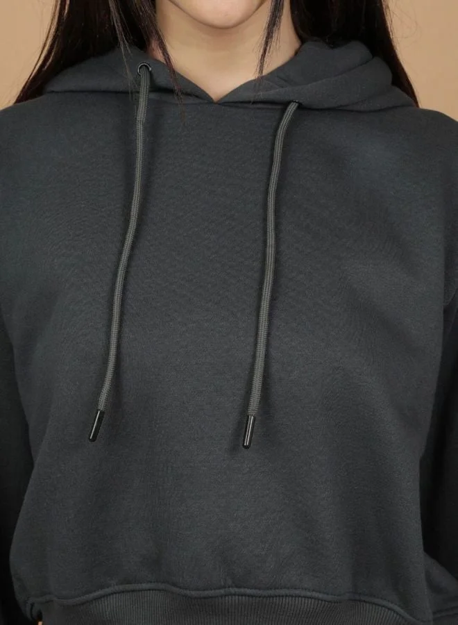 Freehand  Women Regular Fit Solid Hooded Neck Long Sleeve Overhead-Hooded Sweatshirt  | Best Price UAE