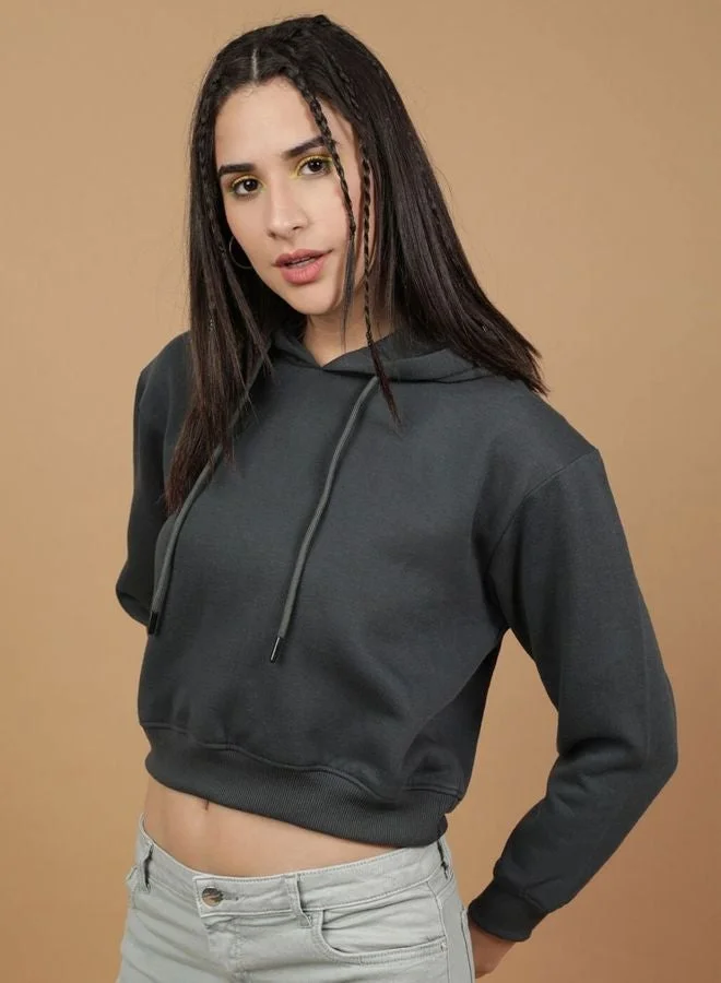 Freehand  Women Regular Fit Solid Hooded Neck Long Sleeve Overhead-Hooded Sweatshirt  | Best Price UAE
