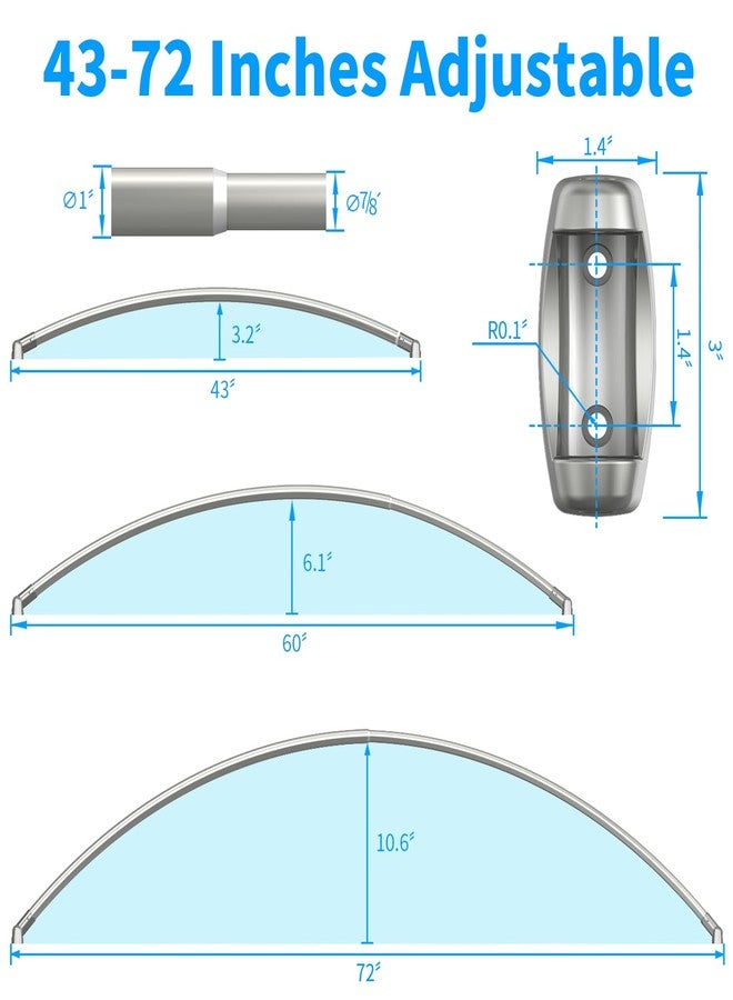 BATHDESIGN Curved Shower Curtain Rod - 43-72 Inches Adjustable, Rustproof Round Bowed Shower Curtain Rod, Aluminum, Curved Shower Rods for Bathroom, Need To Drill, Nickel - Image 2