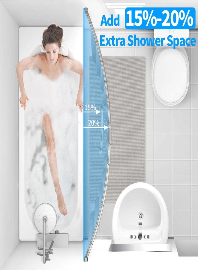 BATHDESIGN Curved Shower Curtain Rod - 43-72 Inches Adjustable, Rustproof Round Bowed Shower Curtain Rod, Aluminum, Curved Shower Rods for Bathroom, Need To Drill, Nickel - Image 3