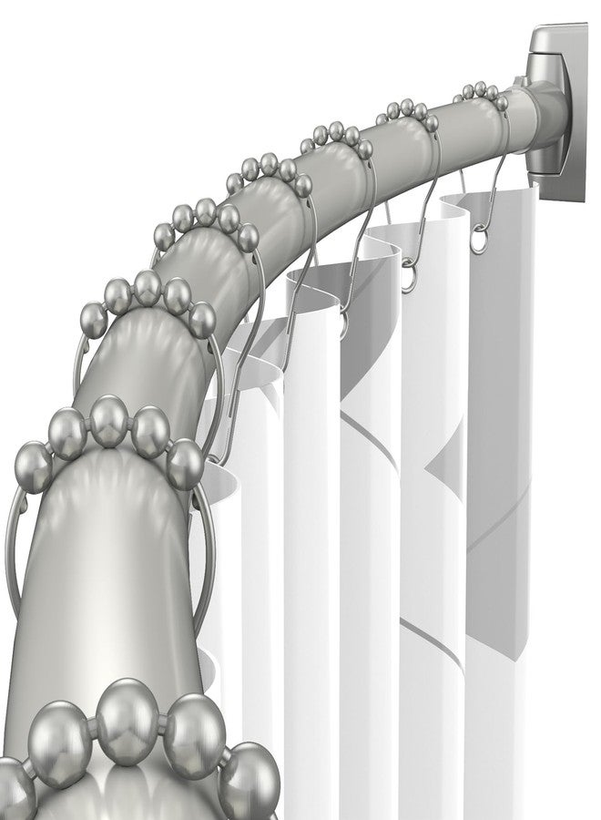 BATHDESIGN Curved Shower Curtain Rod - 43-72 Inches Adjustable, Rustproof Round Bowed Shower Curtain Rod, Aluminum, Curved Shower Rods for Bathroom, Need To Drill, Nickel - Image 1
