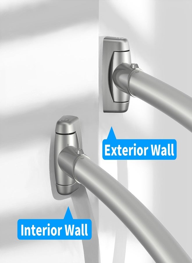 BATHDESIGN Curved Shower Curtain Rod - 43-72 Inches Adjustable, Rustproof Round Bowed Shower Curtain Rod, Aluminum, Curved Shower Rods for Bathroom, Need To Drill, Nickel - Image 5