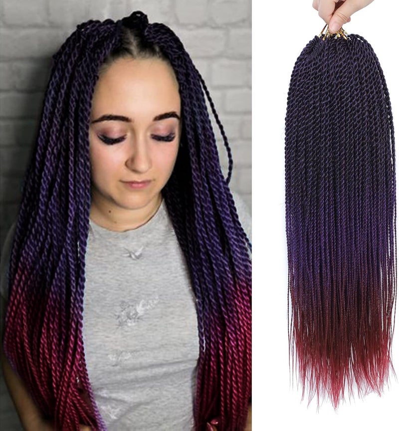 NAYOO Purple Crochet Senegalese Twist, 18 Inch 8 Packs Small Twist Crochet Hair, 35 Strands/Pack Braids, Hot Water Setting (18 Inch, 1B/Purple/Bug) - Image 1