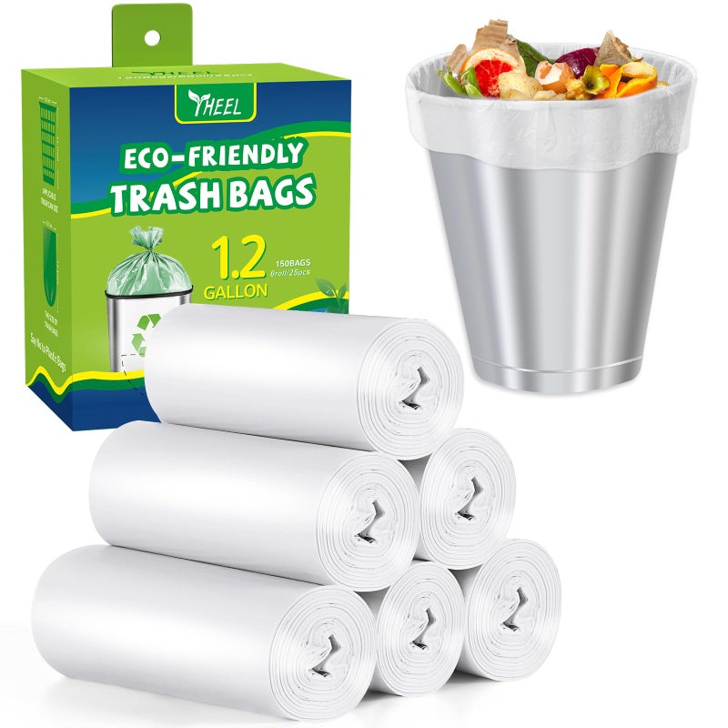 Small Trash Bags 12Gallon Bathroom Trash Bags Small Garbage Bags Clear Trash Bags for Bathroom Bedroom Office  Mini Trash Liners Clear 150 Counts