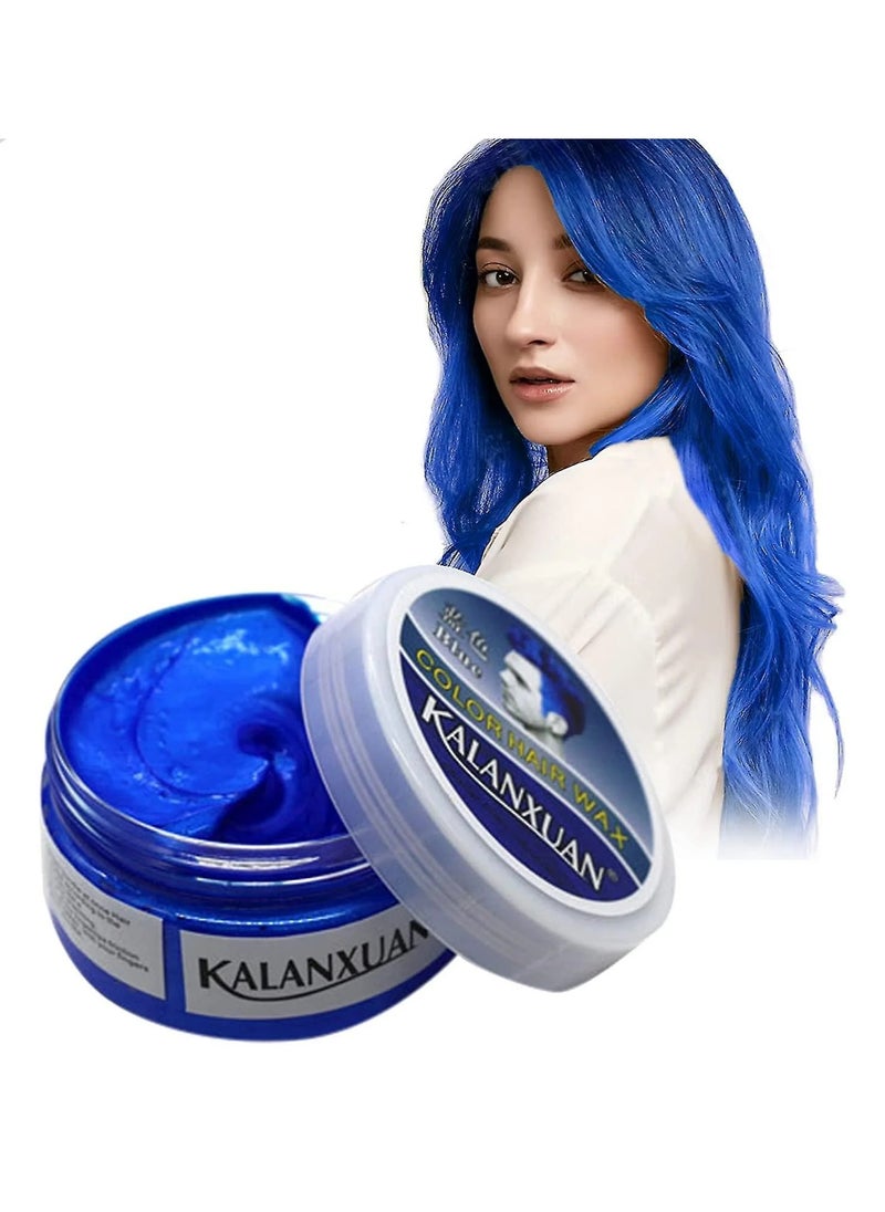 Generic - Kalanxuan Hair Color Wax - Temporary Hair Wax Colour - Hair Dye - Hair Wax Hair Style Dye Mud, Easy Washable Hair Styling Cream for Kids Women Men Wax - Blue - Image 1