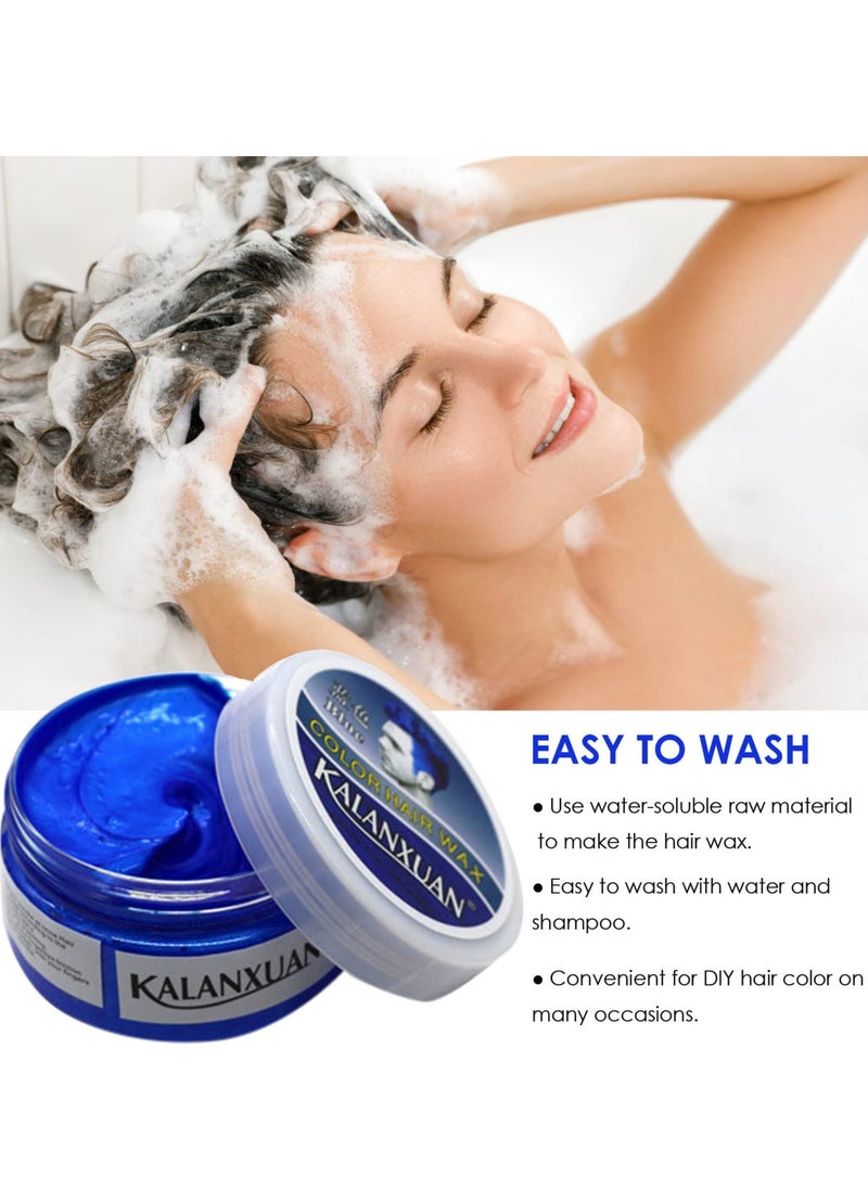 Generic - Kalanxuan Hair Color Wax - Temporary Hair Wax Colour - Hair Dye - Hair Wax Hair Style Dye Mud, Easy Washable Hair Styling Cream for Kids Women Men Wax - Blue - Image 1