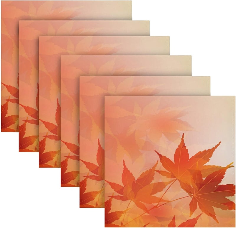 senya Thanksgiving Day Cloth Napkins Set of 6 Autumn Leaves Golden Maple Square Premium Polyester Table Linen for Thanksgiving Day Dinner Parties - Image 1