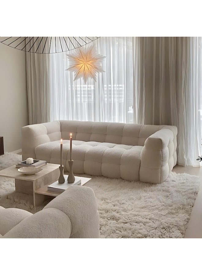 Comfynest Comfynest Biscuit Back Sofa Tuxedo Arm Seating In Beige For Living Room  - Image 2
