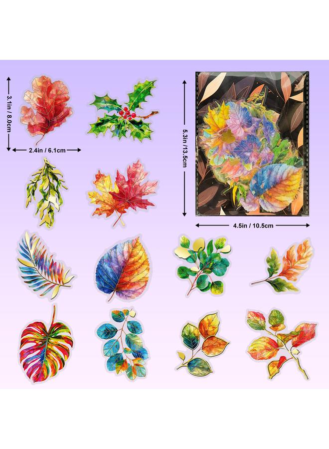 Bluejw Sell 30 Pieces Of Three-dimensional Gilded PET Laser Stickers Leaves Plant Ins Wind Waterproof Stickers Hand Account Material Decoration - Image 4
