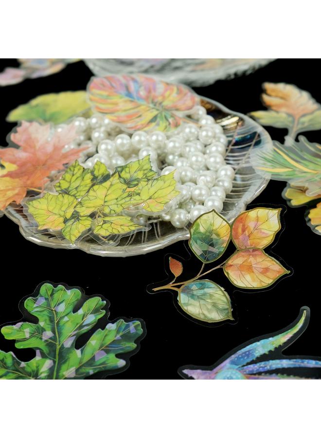 Bluejw Sell 30 Pieces Of Three-dimensional Gilded PET Laser Stickers Leaves Plant Ins Wind Waterproof Stickers Hand Account Material Decoration - Image 5