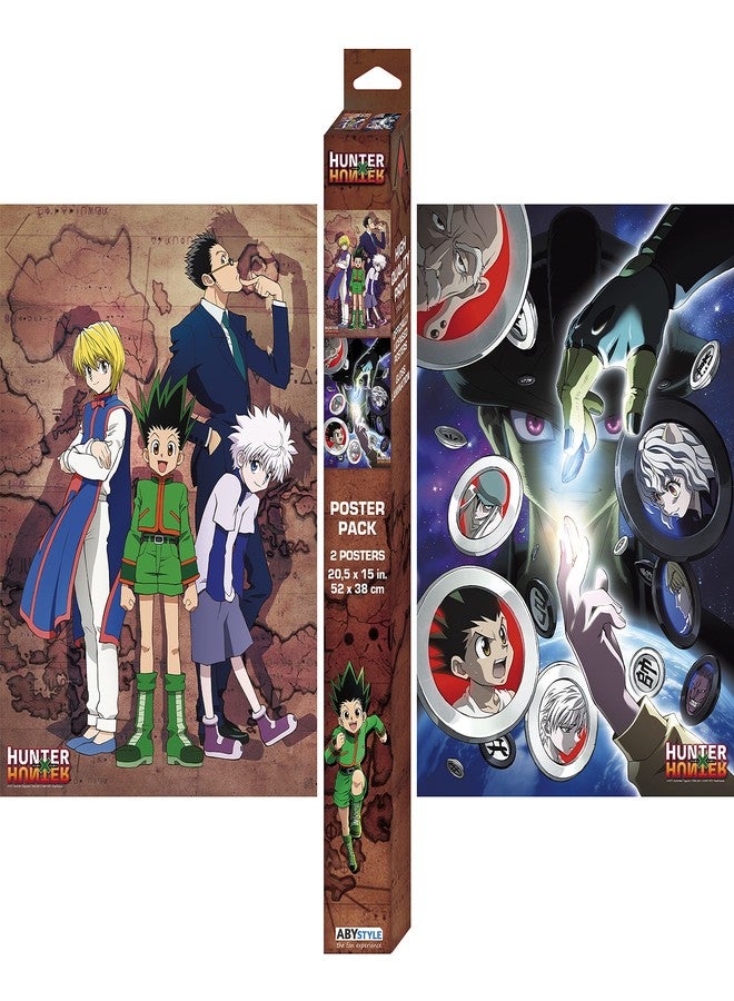 ABYSTYLE Hunter X Hunter Boxed Poster Set Includes 2 Unframed Mini Posters 15" x 20.5" featuring Gon, Killua, Leorio, Kurapika, Mereum, Neferpitou Anime Manga Wall Art Room Décor - Image 1