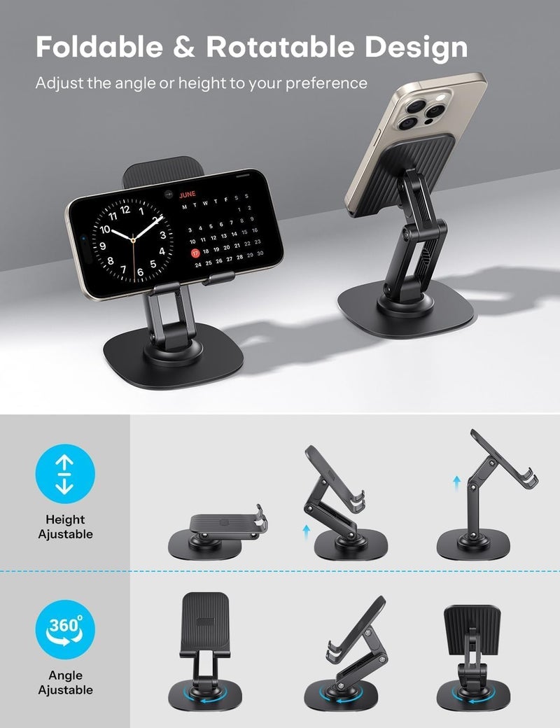 keeshar DeskPro K7 Adjustable Mobile Phone Stand with Metal Base | Desktop Holder for Smartphones & - Image 3