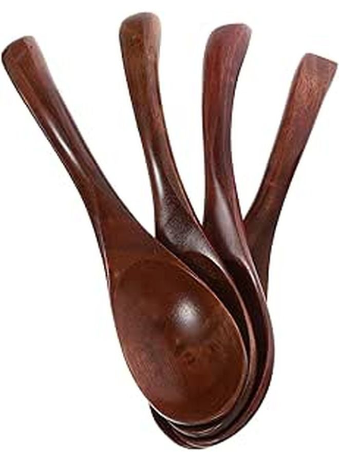4 Pcs Nanmu Wood Small Soup Spoons 6 69 Inch Reusable Dessert Stirring Scoops - Image 1