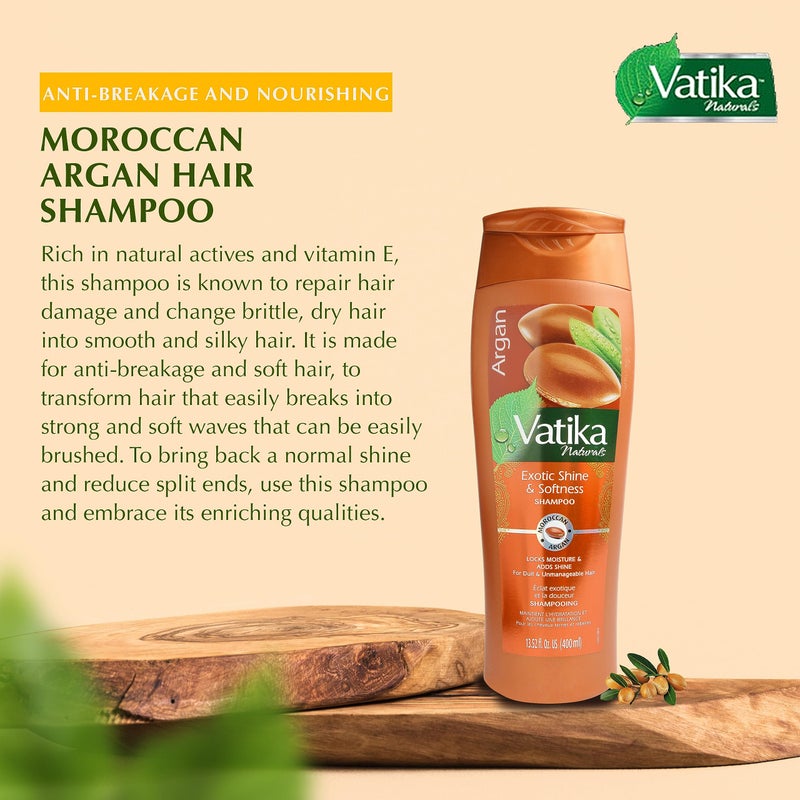 Vatika Naturals Dabur Vatika Naturals Shampoo for Women - Nourishing, Strengthening & Moisturizing Cleanser for All Hair Types including Curly & Damaged Hair (400ml Bottle Argan) - Image 3