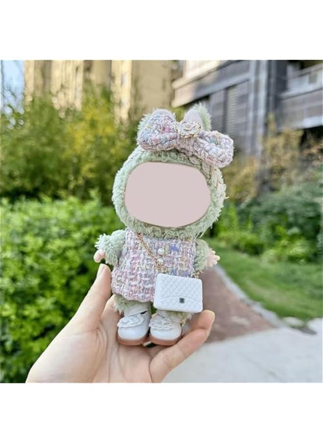 Labubu Clothes - Labubu Outfit,Chic Style Set for Labubu Dolls,17cm Doll Clothes Suitable for labubu Dolls Accessories，Shoes + 1 Clothes + 1 Bag + 1 Hairband (Style B )  - Image 1
