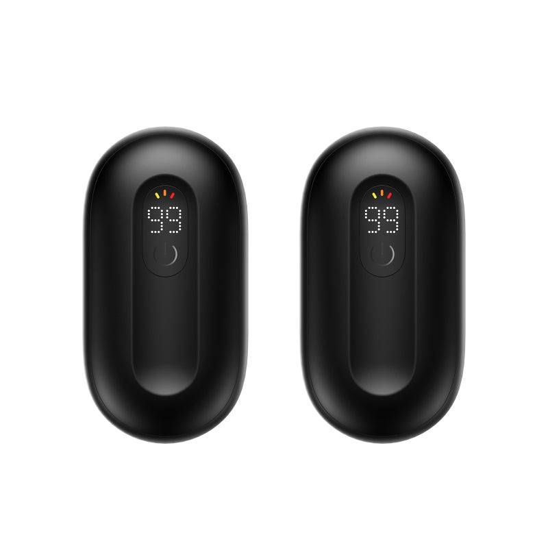 New hand warmer double-sided heating USB separate magnetic suction intelligent digital display three-speed adjustable temperature warm baby Black Two Pack Lithium - Image 1