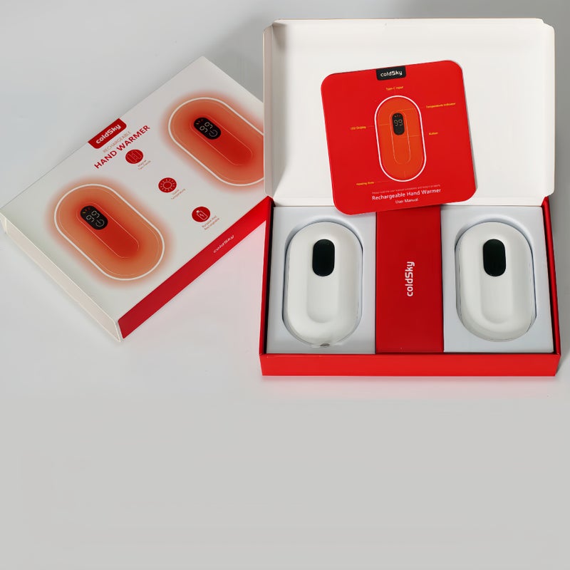 New hand warmer double-sided heating USB separate magnetic suction intelligent digital display three-speed adjustable temperature warm baby Black Two Pack Lithium - Image 2