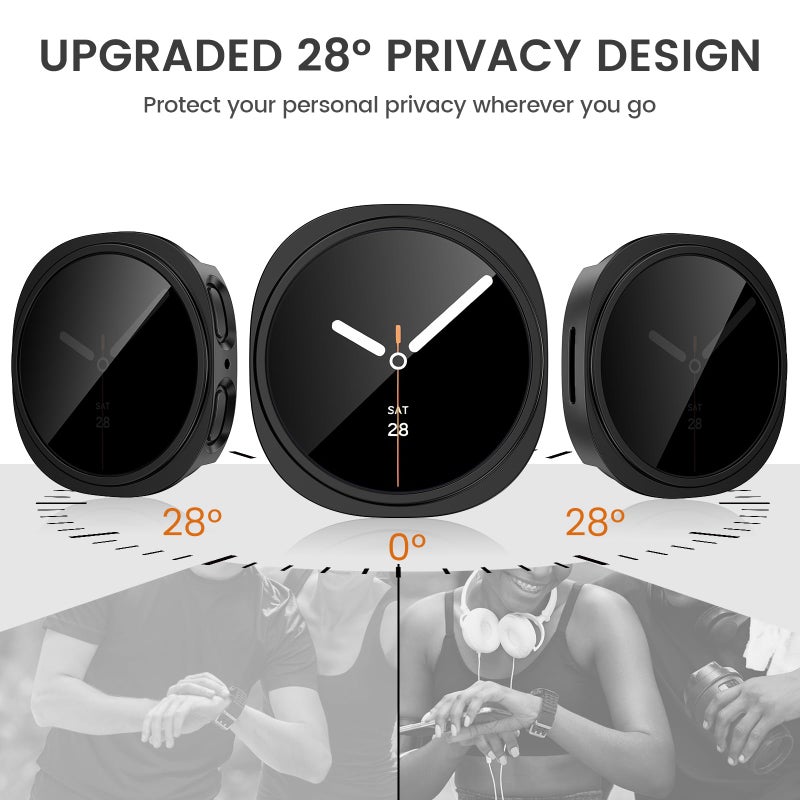 Tensea Multipack for Samsung Galaxy Watch 8 Screen Protector Case 44mm Accessories, Hard PC Bumper/HD Anti-Fog Tempered Glass Protective Film, Face Cover Set, Galaxy Watch 8 Case for Women Men - Image 3