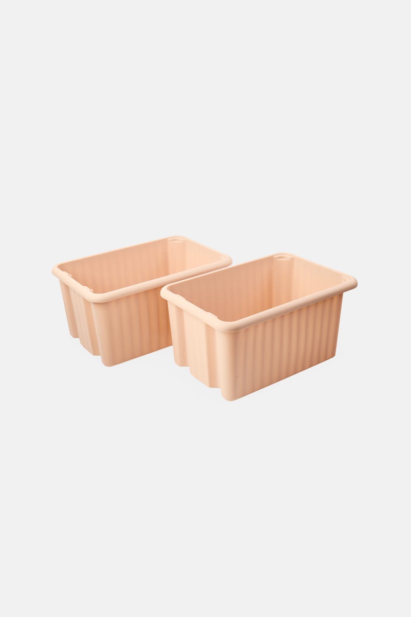 Oasis Home 2 Pcs Dual Purpose Nest Or Stack Bins, Peach - Image 1