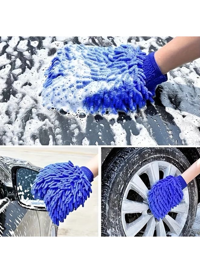Ultra Soft Chenille Car Wash Gloves Double Sided Plush Microfiber Non Scratch Cleaning Random Color - Image 2
