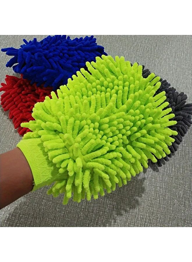 Ultra Soft Chenille Car Wash Gloves Double Sided Plush Microfiber Non Scratch Cleaning Random Color - Image 1