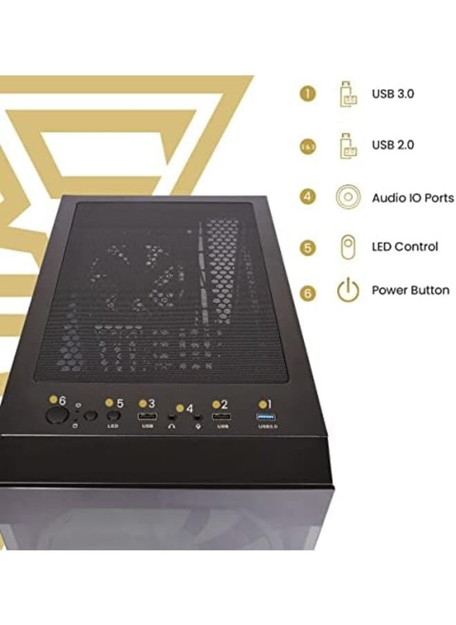 Black Mid Tower Cabinet Apollo E2 Elite Built In 2 Argb Fans Dust Filters Tool Free Installation Tempered Glass Panel Swing Door One Touch Rgb Lighting Control