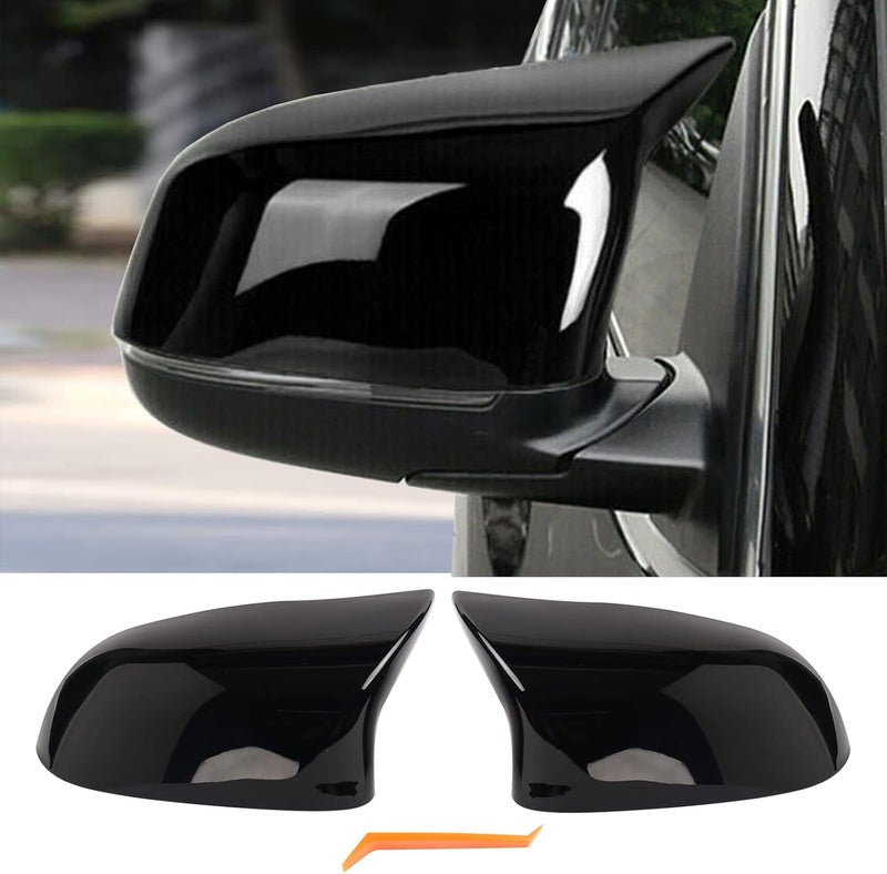 BILLDIO Side Mirror Cover Caps for BMW 2014-2018 X3 F25, X4 F26, X5 F15, X6 F16 - Glossy Black - Image 1