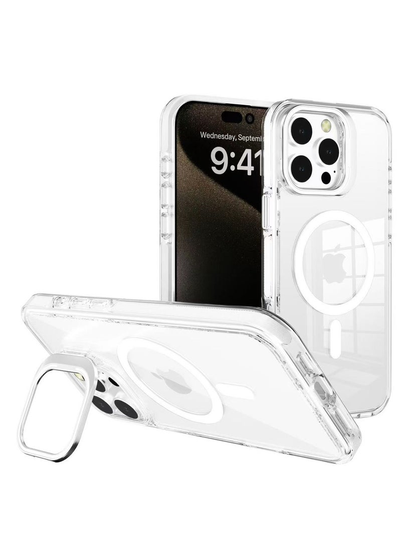 حافظة Apple iPhone 15 Pro Max، حافظة وقائية مقنطة MagSafe، 【حماية كاملة من الصدمات】 بدور خلفي من مادة البولي كاربون الشفافة (PC)، حافظة ضخمة لـ iPhone 15 15 Pro Max بدور قاعدة العدسة ومغناطيسات قوية - Image 1