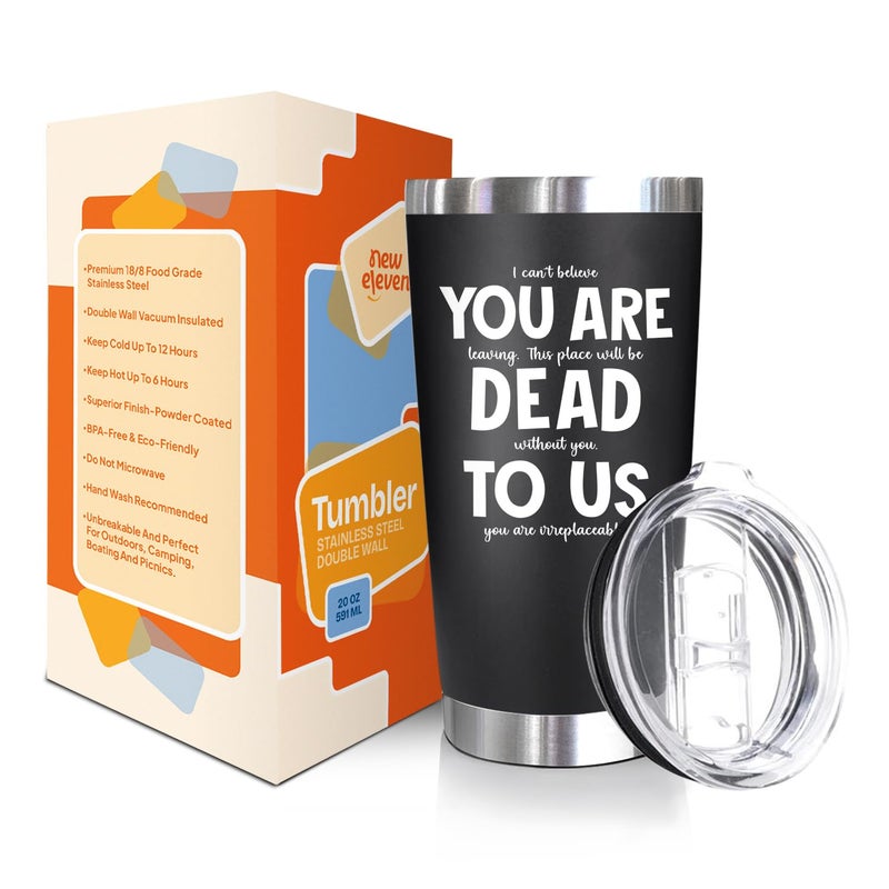 NewEleven Coworker Leaving Gifts - Farewell Gifts, Going Away Gift For Coworker - Goodbye Present, Good Luck Gift For Coworkers, Friends, Boss, Men, Women - 20 Oz Tumbler Black - Image 2