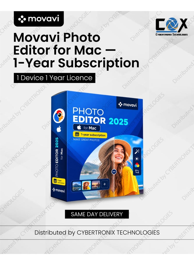 Movavi Photo Editor for Mac | 1 Device for 1 Year | Digital License | Same Day Delivery